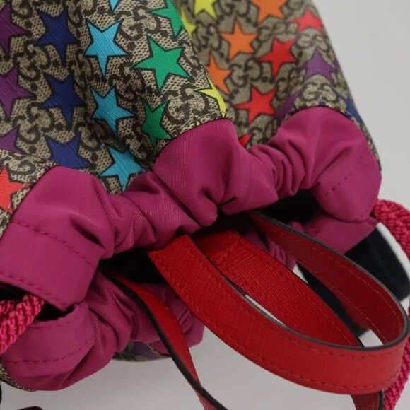 GUCCI GG Supreme Sherry Line Backpack PVC Beige Rainbow 550775 Auth 112335V - Picture 7 of 14